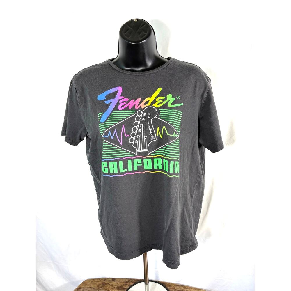 Fender California Guitar T Shirt Small Neon Graphic Black